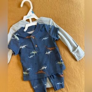 Carter's Blue Dinosaur 3 Piece Baby Set
